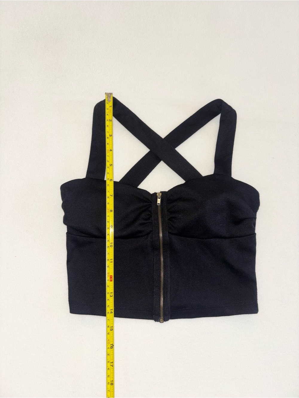 Windsor Small Black Ruched Bustier Crop Top Criss Cross Straps - Picture 7 of 10